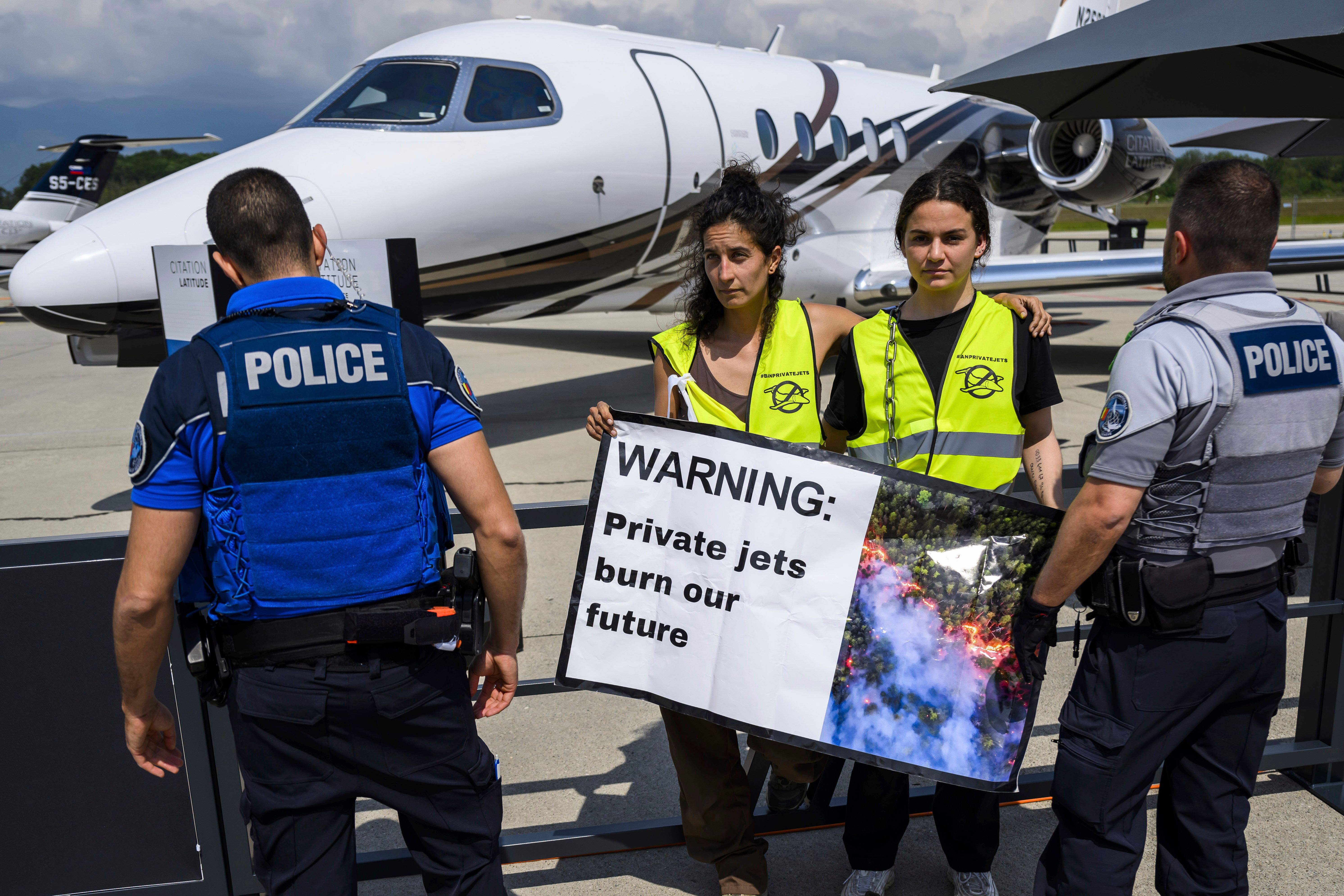 Geneva airport briefly closed as climate activists protest private