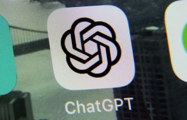 The ChatGPT app is displayed on  an iPhone in New York, Thursday, May 18, 2023. The free app started to become available on iPhones in the U.S. on Thursday and will later be coming to Android phones. Unlike the web version, you can also ask it questions using your voice. (AP Photo/Richard Drew) NYRD402 NYRD402