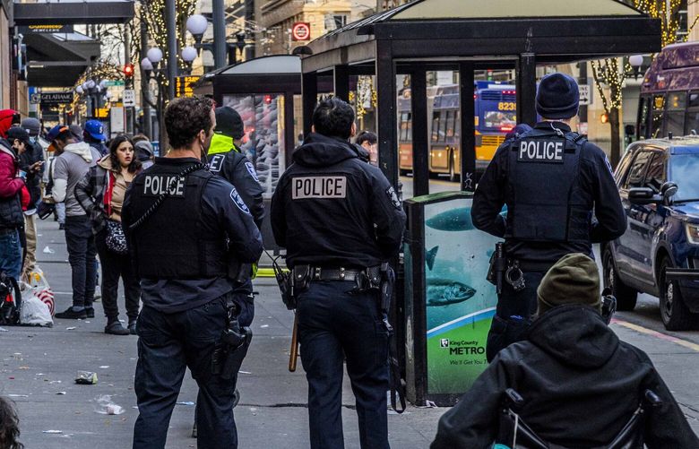 DO NOT USE – For Fentanyl project only

Seattle Police Department officers intervene with community members who are smoking fentanyl at the intersection of Third Avenue and Pike Street on Tuesday, Feb. 22, 2023.