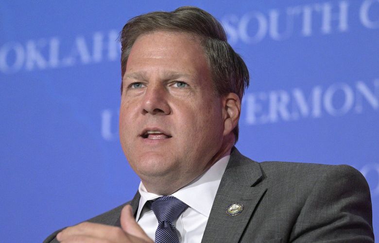 FILE – New Hampshire Gov. Chris Sununu takes part in a panel discussion during a Republican Governors Association conference on Nov. 15, 2022, in Orlando, Fla. (AP Photo/Phelan M. Ebenhack, File) WX213 WX213