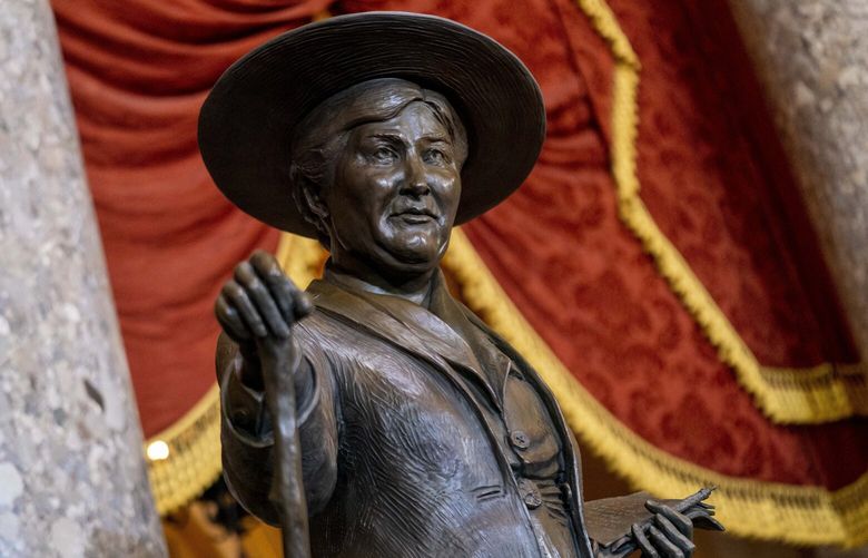 The Congressional statue of Willa Cather is unveiled in Statuary Hall on Capitol Hill in Washington, Wednesday, June 7, 2023. Willa Cather was one of the country’s most beloved authors, writing about the Great Plains and the spirit of America. (AP Photo/Andrew Harnik) DCAH117 DCAH117