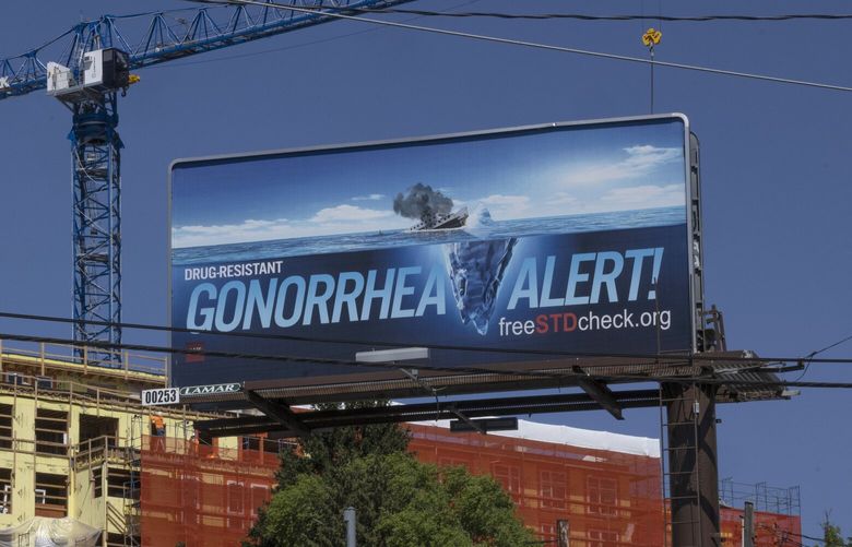This is one of the GONORRHEA ALERT! billboards in Seattle Tuesday, June 6, 2023.  This billboard is at the intersection of Boren Avenue and 12th Avenue South.

 224100