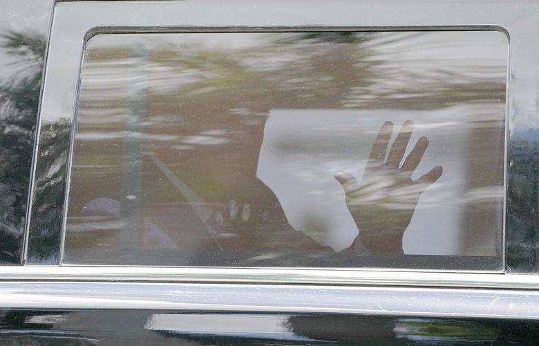 Former President Donald Trump leaves his Trump National Doral resort Monday June 13, 2023 in Doral, Fla. (AP Photo/Jim Rassol) FLJS102 FLJS102