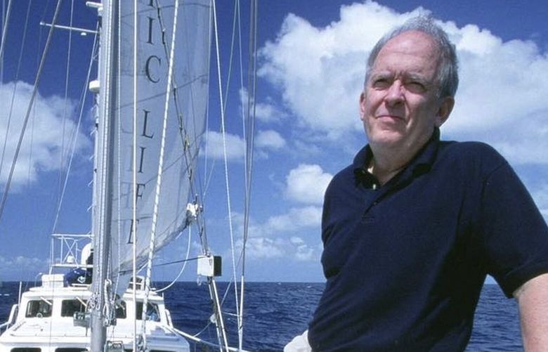 This photo provided by Ocean Alliance shows Roger Payne on board Ocean Alliance’s research vessel RV Odyssey during the Voyage of the Odyssey, a groundbreaking toxicology study circumnavigating the globe, in 2002 off of Western Australia in the Indian Ocean.   Payne, the scientist who spurred a world-wide environmental conservation movement with his discovery that whales can sing, has died. He was 88. (Christopher Johnson/Ocean Alliance via AP) NYSS201 NYSS201