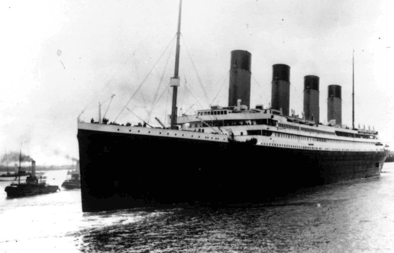 In this April 10, 1912, file photo, the oceanliner Titanic leaves Southampton, England on her maiden voyage. April 15, 2012 is the 100th anniversary of the sinking of the Titanic, just five days after it left for New York. (AP Photo/File) NY510