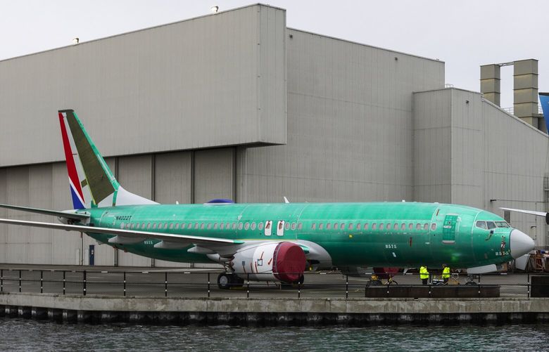 Three 737 MAX planes, after final assembly and pre-flight, are seen outside the Renton Boeing factory, Thursday, March 9, 2023.