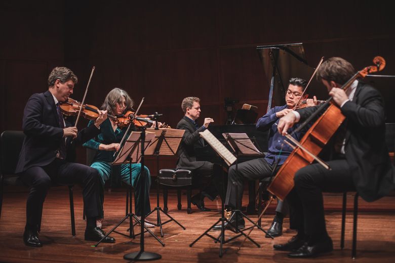 Seattle Chamber Music Society Artistic Director and violinist James Ehnes (left) with colleagues. SCMS&#8217; Summer Festival runs July 3-28. (Jenna Poppe)