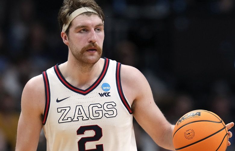 Gonzaga forward Drew Timme (2) in the second half of a second-round college basketball game in the men’s NCAA Tournament Sunday, March 19, 2023, in Denver. (AP Photo/David Zalubowski)