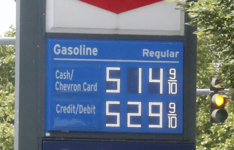 Gas prices on the west coast are the highest in the nation. This station is in Factoria, June 21, 2023. 224217