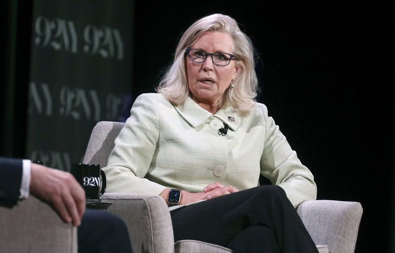 Former Congresswoman Liz Cheney appears onstage in conversation with David Rubenstein at the 92nd Street Y on Monday, June 26, 2023, in New York. (Photo by Andy Kropa/Invision/AP) NYAK103 NYAK103
