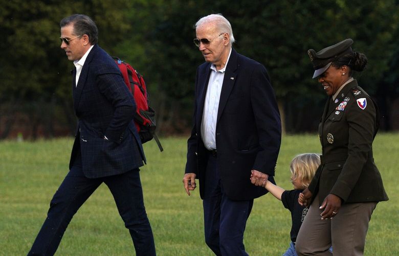 President Joe Biden and Hunter Biden arrive at Fort McNair in Washington, June 25, 2023. An IRS official’s account of strains over the investigation into Biden’s son is at odds with the version laid out by Attorney General Merrick Garland. (Yuri Gripas/The New York Times) XNYT0540 XNYT0540