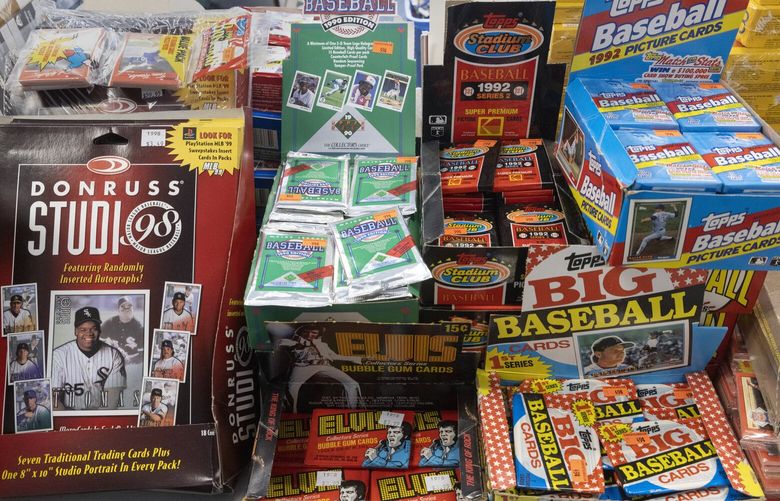Items available for sale at DJ’s Sportscards in Renton, shot Tuesday, June 27, 2023.  

 The shop, which was founded in 1988, did well during the 2001 All-Star Game and hopes for a repeat in 2023.
 224286