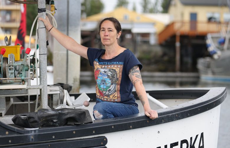 Salmon troller and co-owner of Nerka Sea Frozen Salmon, Tele Aadsen, photographed on the F/V Nerka in Port Townsend on Tuesday, May 23, 2023. “What I have learned over my 40 years in the fleet, is that I am both a fisherman and an environmentalist. And it’s not only that I  don’t choose one over the other, it’s that they are the same thing – they have to be – and what my hope is, is that my Pacific Northwest neighbors will also come to understand that we don’t have to choose one or the other. But meanwhile, we do have imperiled orcas who do need action and this is not the action that’s going to save them.” “The impact of this ruling – like not just the impact on the troll fleet this summer, but the precedent for other fisheries-  now how do we put the responsibility of conservation entirely on the shoulders of one distant fishery while those same fish are being targeted in multiple different venues at the same time.”