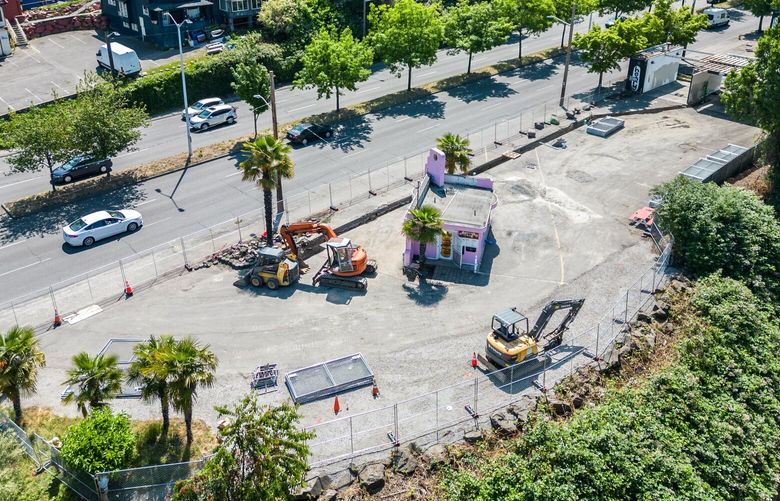 Salmon Bay, the new RV safe lot, Friday morning in northwest Seattle, Washington on June 23, 2023. The lot will host 26 RVs and 9 tiny houses as temporary housing.