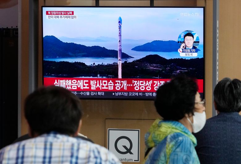 A TV screen shows an image of North Korea’s rocket launch during a news program at the Seoul Railway Station in Seoul, South Korea, on June 1, 2023. The United States and its allies clashed with Russia and China on Friday, June, 2, over North Korea’s failed launch of a military spy satellite this week in violation of multiple U.N. Security Council resolutions, which Moscow and Beijing refused to condemn.(AP Photo / Ahn Young-joon)