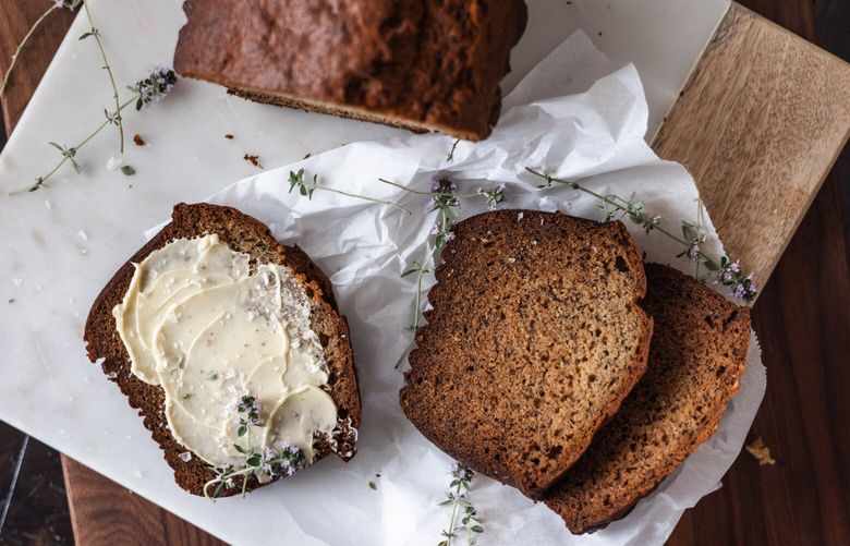 This recipe uses salted browned butter to add some decadence to the otherwise basic dish that is banana bread.