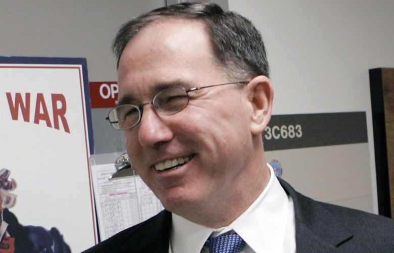 FILE – Michael Vickers, then Assistant Secretary of Defense for Special Operations/Low-Intensity Conflict & Interdependent Capabilities, speaks with The Associated Press during an interview at the Pentagon, Nov. 16, 2007.  One of the architects of the covert U.S. strategy against the Soviets in Afghanistan has published a new memoir. In “By All Means Available,” Michael Vickers calls on President Joe Biden’s administration to increase its support for Ukraine’s resistance against Russia.(AP Photo/Haraz N. Ghanbari, File) WX201 WX201