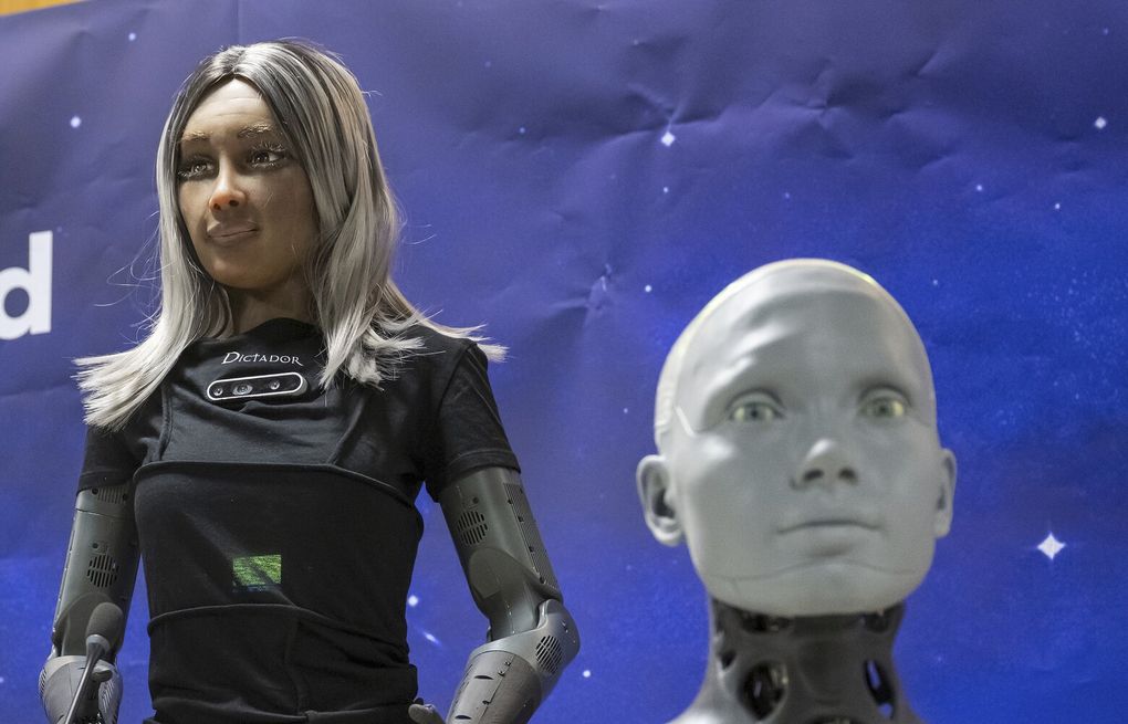 UN tech agency rolls out human-looking robots for questions at a