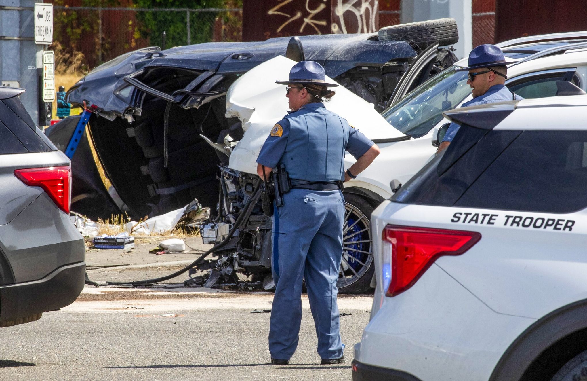 Two-car crash at Sixth and E leaves both drivers injured , closes  intersection