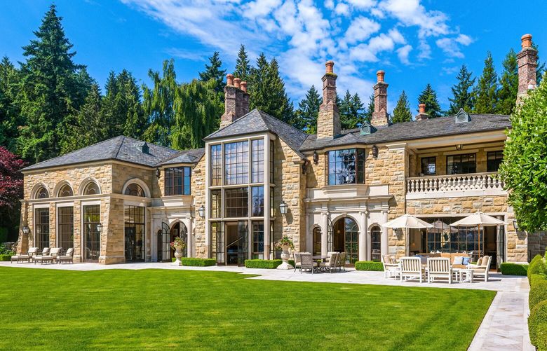 A 4.3-acre Hunts Point estate owned by Bruce McCaw is back on the market for $70 million. Last year, the home was listed for $85 million. (Clarity Northwest / Compass)
