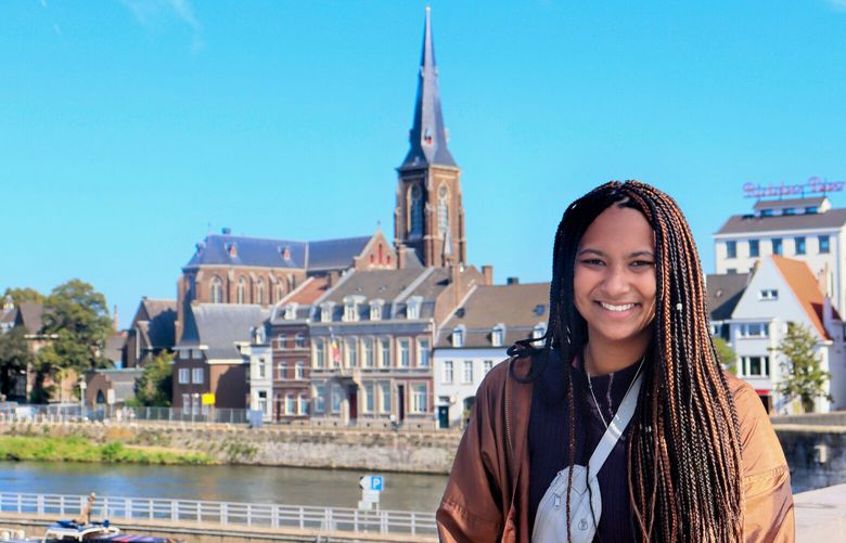 Paige Censale poses in Maastricht, Netherlands during her Congress-Bundestag Youth Exchange Fellowship in Germany in 2021, as part of a gap year after graduating high school.