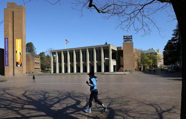 A runner and a walker are the only ones on Red Square on the University of Washington campus in Seattle.



It’s is virtually empty but for a few bicyclists or passersby moving through.


LO Linesonly Thursday April 9, 2020 213612 213612