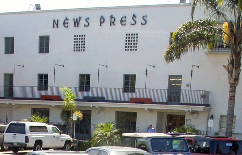 REMOVES REFERENCE TO BILLIONAIRE FILE – The Santa Barbara News-Press building is seen on Sept. 5, 2006, in Santa Barbara, Calif. The Pulitzer Prize-winning Santa Barbara News-Press, one of California’s oldest newspapers, has ceased publishing after its owner declared the 150-year-old publication bankrupt. After floundering for years, the newspaper became an online-only publication in April but its last digital edition was posted Friday, July 21, 2023, when owner Wendy McCaw filed for bankruptcy. (AP Photo/Reed Saxon, File) FX104