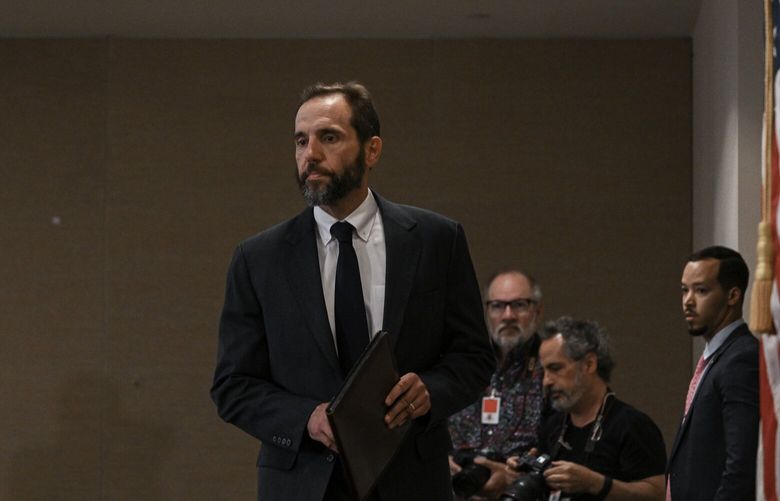 FILE – Jack Smith, the special counsel, arrives to deliver remarks about the indictment of former President Donald Trump in Washington, June 9, 2023. The accusation that Trump wanted security camera footage deleted at Mar-a-Lago added to a pattern of concerns about his attempts to stymie prosecutors. (Kenny Holston/The New York Times) XNYT0362 XNYT0362