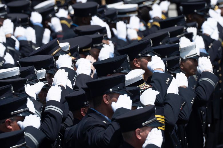 Funeral of firefighter Augusto Acabou, killed in Port Newark 