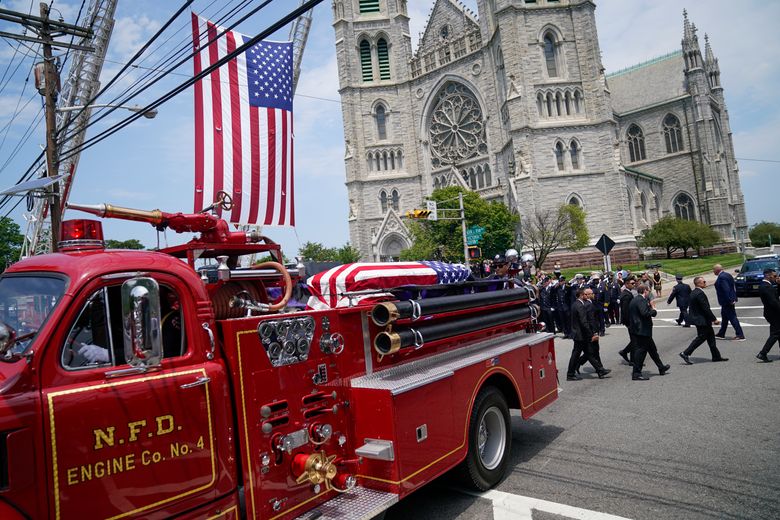 Funeral of firefighter Augusto Acabou, killed in Port Newark 