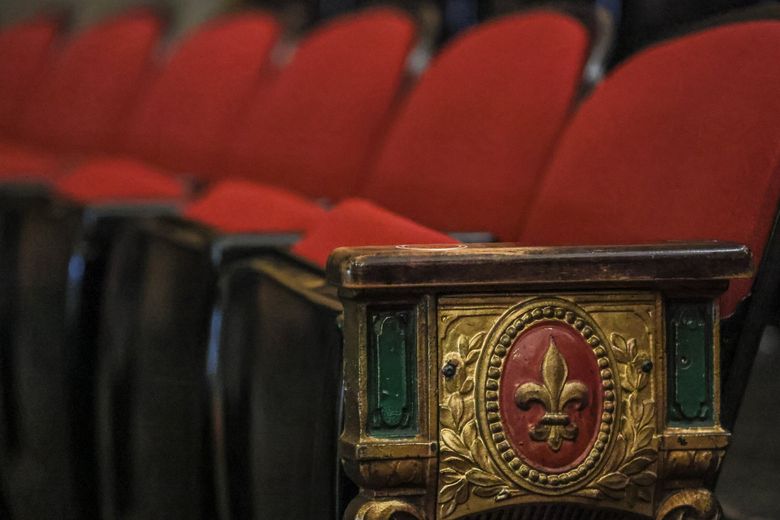 THE PARAMOUNT THEATRE: Detail on a row of seats. (Kevin Clark / The Seattle Times)
