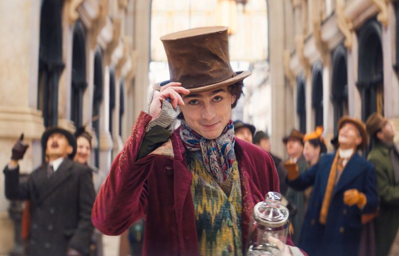 Timothée Chalamet, as young Willy Wonka in a scene in from “Wonka,” being released December 15, 2023.