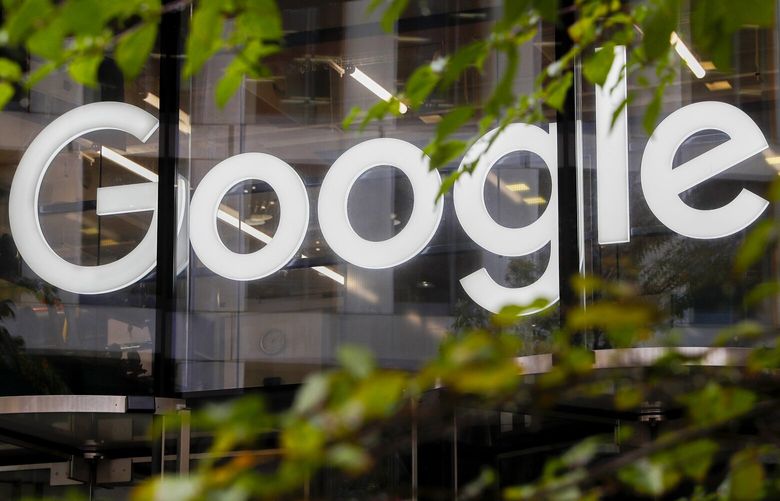 FILE – The Google logo is displayed at their offices, Nov. 1, 2018, in London. Canada’s Senate on Thursday, June 22, 2023, passed a bill that will require Google and Meta to pay media outlets for news content that they share or otherwise repurpose on their platforms. (AP Photo/Alastair Grant, File) NYSS412