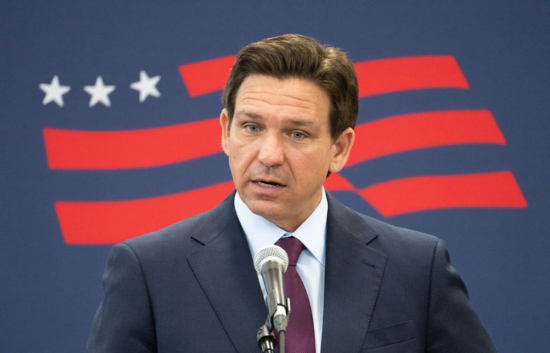 FILE — Ron DeSantis delivers remarks at the Prep Partners Group in Rochester, N.H. on July 31, 2023. Despite his struggles on the campaign trail, DeSantis has become captain of a new conservative vanguard that views public schools and universities as the chief battleground of the culture wars — and his Florida education policies as a model for red states around the nation. (David Degner/The New York Times) XNYT0914 XNYT0914