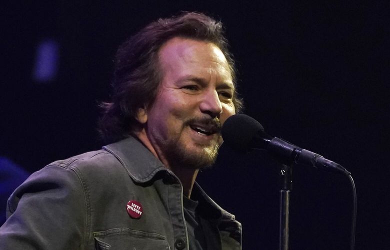 Eddie Vedder performs during his concert, Friday, Feb. 25, 2022, at the YouTube Theater in Inglewood, Calif. (AP Photo/Chris Pizzello)