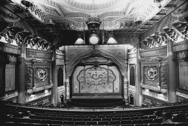 5TH AVENUE THEATRE: The ornate walls and domed ceiling, with its guardian dragon centerpiece, duplicate in plaster the traditional Chinese heavy timber columns, beams and coffering for which Imperial China was known. (Greg Gilbert / The Seattle Times, 2012)