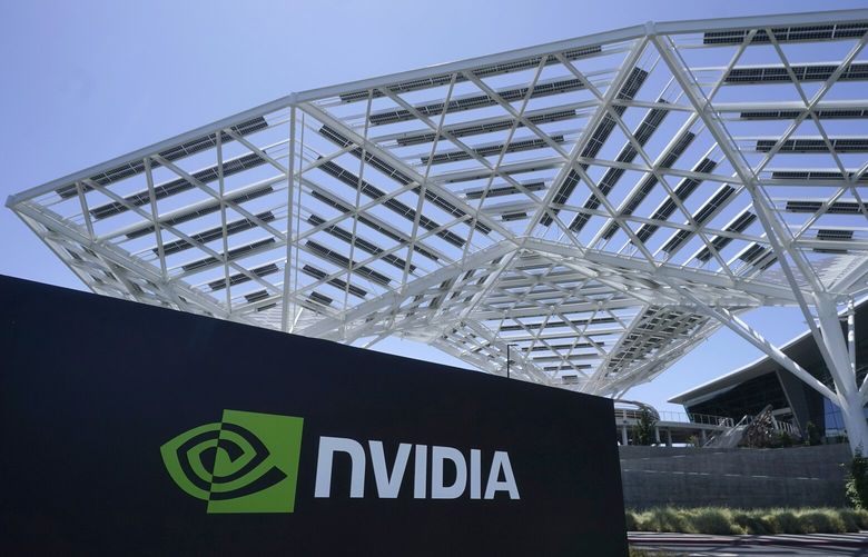 The Nvidia office building is shown in Santa Clara, Calif., Wednesday, May 31, 2023. Computer chip maker Nvidia has turned the artificial intelligence craze into a springboard that has catapulted the company into the constellation of Big Tech’s brightest stars. The company reports earnings on Wednesday. (AP Photo/Jeff Chiu) 
