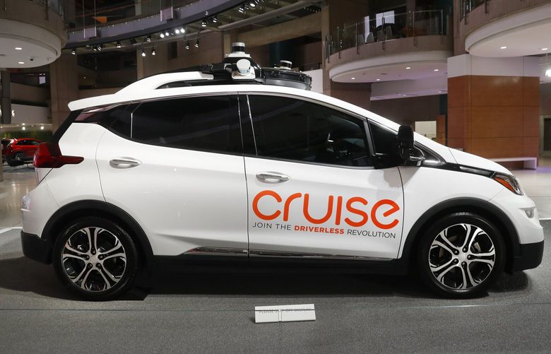 A Cruise AV, General Motor’s autonomous electric Bolt EV in Detroit. GM (AP Photo/Paul Sancya, 2019)