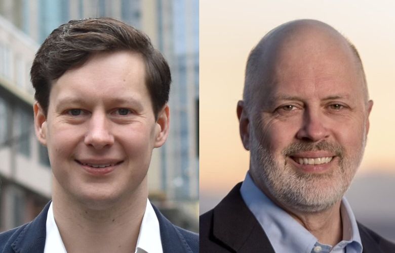 Incumbent Andrew Lewis, left, and Robert Kettle are candidates in the primary for Seattle City Council District 7.