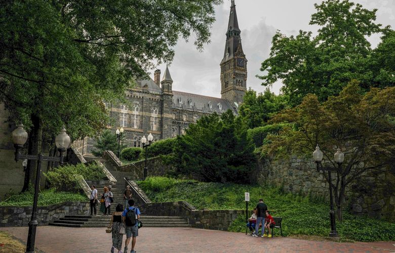 FILE — The Georgetown University campus in Washington, on June 13, 2023. During an adjustment period from Oct. 1 to Sept. 31, 2024, borrowers won’t be considered delinquent if they miss a payment on their federal student loan. (Shuran Huang/The New York Times) XNYT0511 XNYT0511