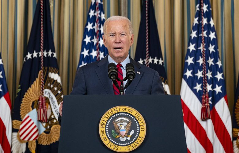 President Joe Biden delivers remarks about the International Longshore and Warehouse Union and the Pacific Maritime Association workers finalizing a new contract for work in U.S. West Coast ports, in the State Dining Room at the White House in Washington, on Sept. 6, 2023. In the months since President Biden approved the Willow drilling project, his administration has curtailed fossil fuel activities on millions of acres of public land and in federal waters. (Al Drago/The New York Times) XNYT0329 XNYT0329