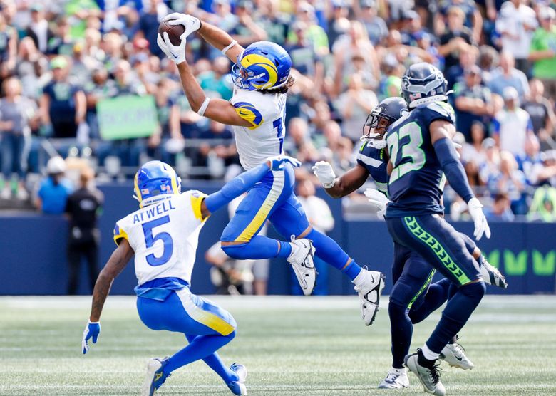 Former UW Husky Puka Nacua hurts Seahawks with 10 catches in first