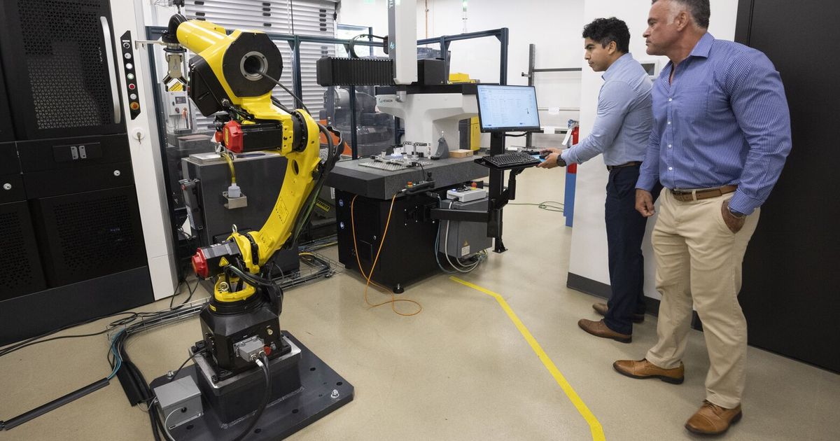 A small manufacturing facility in Kirkland — a clean, high-tech, extensively automated operation — has begun to churn out aerospace parts with a w