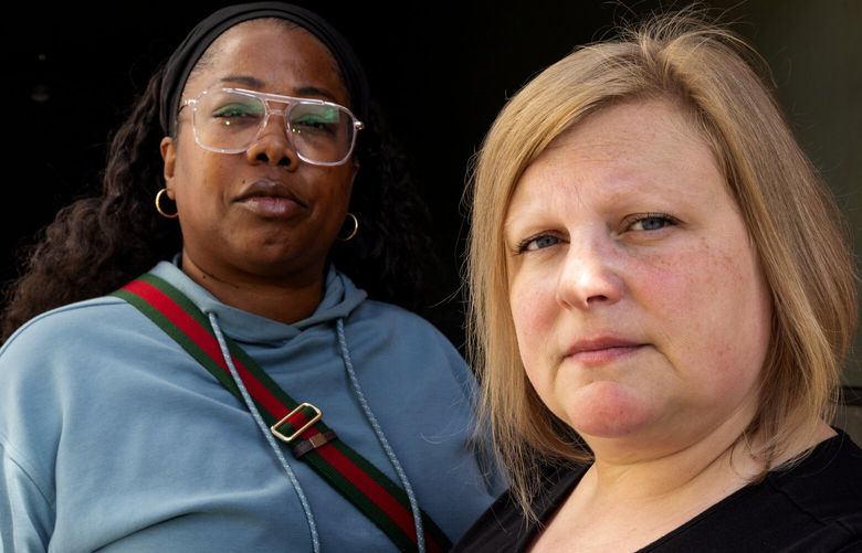 Falana Young, left, and Alicia Dassa have started a support group for parents like them who have lost children to murder, Tuesday, Sept. 5, 2023 in Renton.