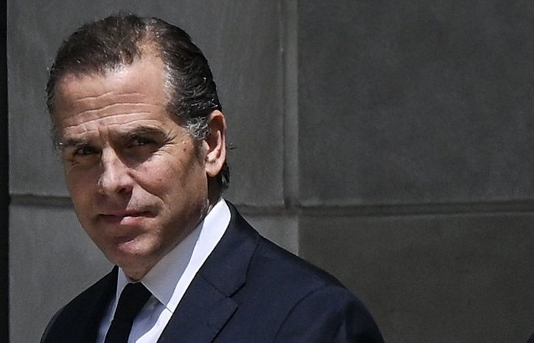 FILE – Hunter Biden, son of President Joe Biden, walks out of U.S. District Court in Wilmington, Del., July 26, 2023. On the face of it, Biden appears at risk of being sentenced to as long as 25 years in prison and $750,000 in fines if he is convicted on the three gun charges brought against him by federal prosecutors on Thursday, Sept. 15, 2023. (Kenny Holston/The New York Times) XNYT0740