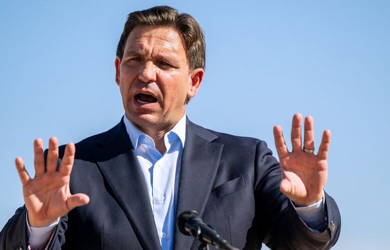 Florida Gov. Ron DeSantis speaks during a campaign event on Wednesday, Sept. 20, 2023, in Midland, Texas. (Brandon Bell/Getty Images/TNS)