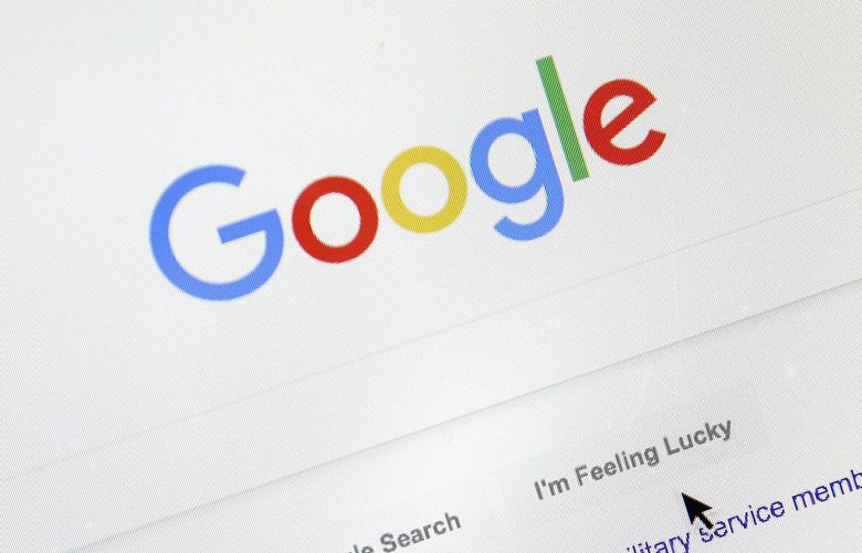 Google’s search engine page in 2018. On Sept. 26, 2023, a top Apple executive defended the tech giant’s decision to make Google the default search engine on Apple iPhones and Macs, saying there was no “valid alternative.’’ (AP Photo/Don Ryan, File) 