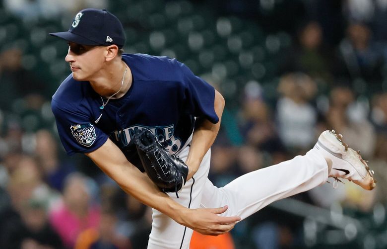 Seattle Mariners starting pitcher George Kirby throws out a pitch during the first inning Tuesday, Sept. 26, 2023 in Seattle. 225047