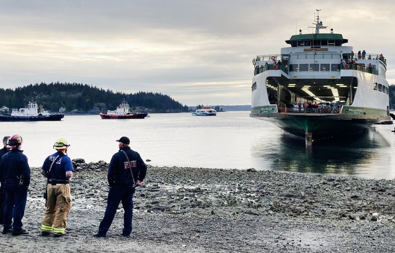 The ferry Walla Walla ran aground Saturday afternoon in Rich Passage on its way to Seattle from Bremerton. Washington State Ferries said generator failure is possibly the cause.