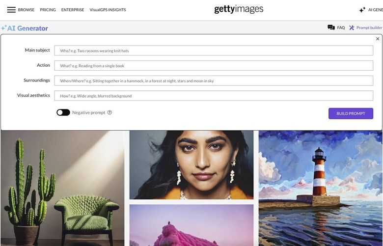 This photo provided by Getty Images shows an example of the company’s artificial intelligence image-generator. The Seattle-based photo stock company is taking a two-pronged approach to the threat and opportunity that AI poses to its business. On Monday, Sept. 25, 2023 it joined the small but growing market of AI image makers with a new service that enables its customers to create novel images trained on Getty’s vast library of human-made photos. (Getty Images via AP) NYSB801 NYSB801